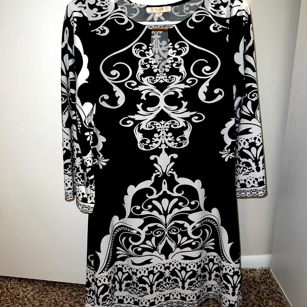 White and black work dress